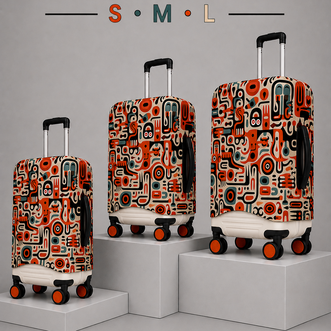 Premium Suitcase Cover (RETRO FUSION)